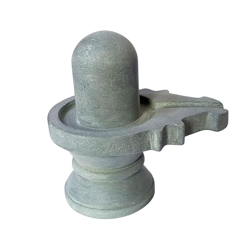 athizay Stone Shivling Statue Made up of Gorara Stone Handcrafted Shiva Lingam Available in Black and Grey in Different Sizes (6.5) - Image 1