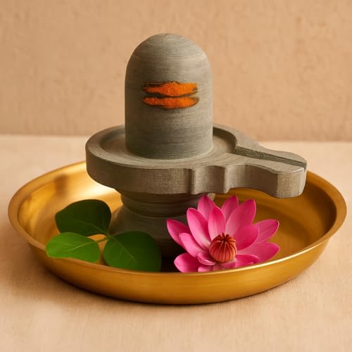 athizay Stone Shivling Statue Made up of Gorara Stone Handcrafted Shiva Lingam Available in Black and Grey in Different Sizes (6.5) - Image 4