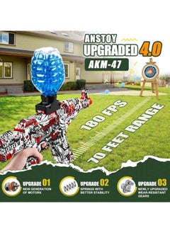 ZUKIMM Electric Gel Ball Blaster - AK-47, Automatic Splatter Ball Blaster with Drops and Goggles for Outdoor Activities-Fighting Shooting Team Game (Red)  - Image 2