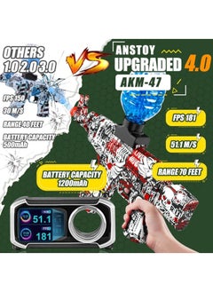 ZUKIMM Electric Gel Ball Blaster - AK-47, Automatic Splatter Ball Blaster with Drops and Goggles for Outdoor Activities-Fighting Shooting Team Game (Red)  - Image 4