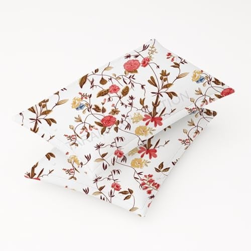 TARAIN COLLECTION Cotton Elastic Fitted Bedsheets with 2 King Size Pillow Covers | Double Bed with All Around Elastic 220 TC Supersoft |Size-72 King Sizex78+10 inches Floral White & Pink - Image 2