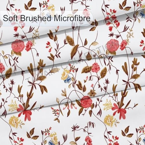 TARAIN COLLECTION Cotton Elastic Fitted Bedsheets with 2 King Size Pillow Covers | Double Bed with All Around Elastic 220 TC Supersoft |Size-72 King Sizex78+10 inches Floral White & Pink - Image 4