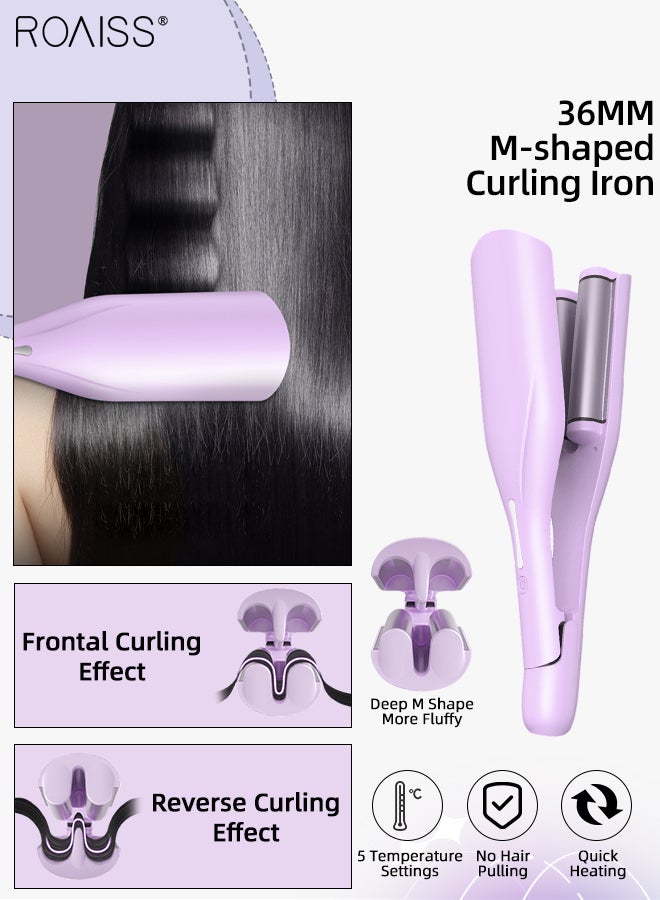 roaiss 36MM M-shaped Curling Iron, Rommantic French Egg Roll Hair Curler, 5 Temp Ceramic Hair Waver Hair Iron Suitable for All Kinds of Short Hair, Medium Hair, Long Hair - Image 1
