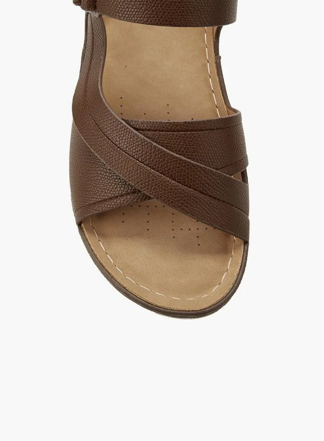 Flora Bella By Shoexpress BROWN Flora Bella Women Hook & Loop Cross Strap Sandals for Women | Best Price UAE