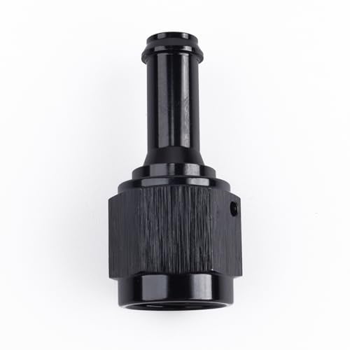 AC PERFORMANCE Black Aluminum Straight Female AN6 to 3/8" Swivel Hose Barb fitting, 6AN to 3/8 inch Barb - Image 1