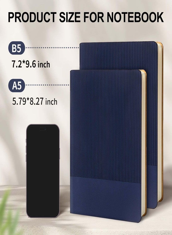 TSFPapier Lined Journal Notebook,80 Sheets / 160 Pages 100 GSM Thick Paper，A5 Hardcover Leather Journal Notebook for Women Men Work Office School Writing,5.79"x8.27"(Dark Blue) - Image 2