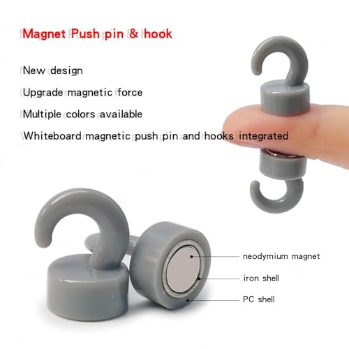 JINGZHAN Mini Magnetic Hooks Small But Strong Magnets for Hanging Lights Jewelry Ornaments Keys Tiny Magnetic Hooks for Refrigerator Locker Metal Door Cabinet 8Lbs Holding Capacity Black 50PCS - Image 3