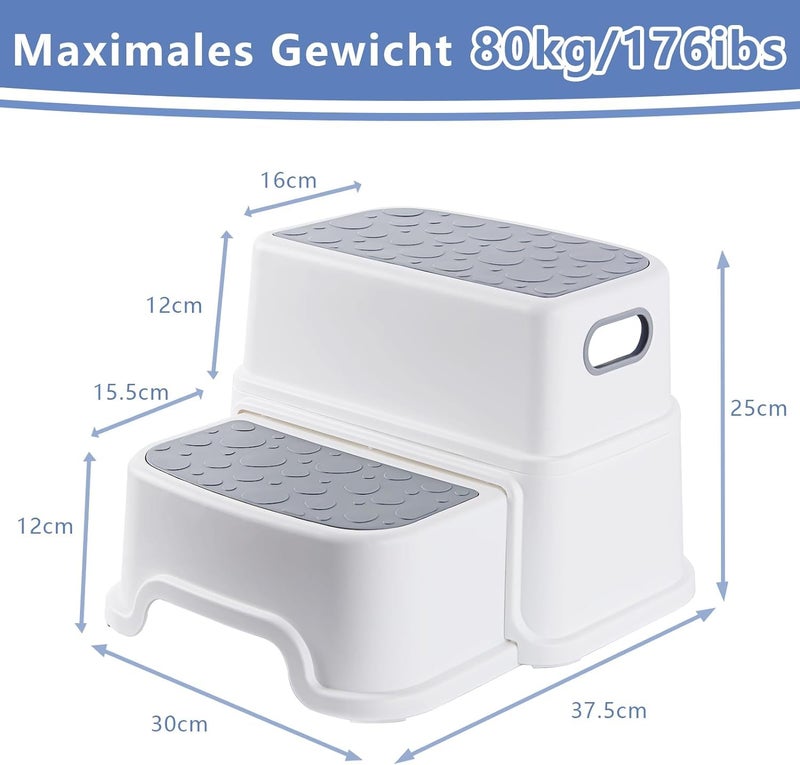 MIXEN Double Up Step Stool for Kids Sturdy Toddler Two Step Stool for Bathroom Kitchen and Toilet Potty Training AntiSlip AntiTipping Design Holds up to 200lbs - Image 3