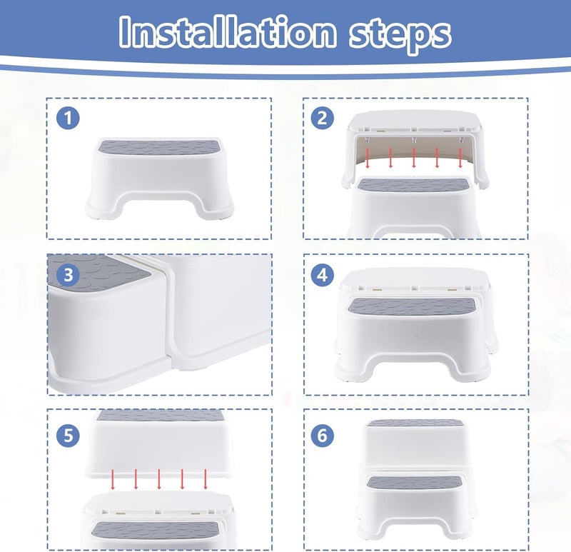 MIXEN Double Up Step Stool for Kids Sturdy Toddler Two Step Stool for Bathroom Kitchen and Toilet Potty Training AntiSlip AntiTipping Design Holds up to 200lbs - Image 5