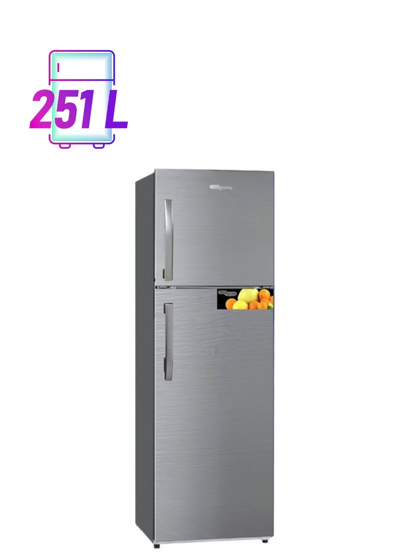 SUPER GENERAL 360L Gross And 251L Net, Compact Double Door Refrigerator-Freezer, No-Frost, LED-light, Inox 360 L 100 W SGR360I Silver - Image 1