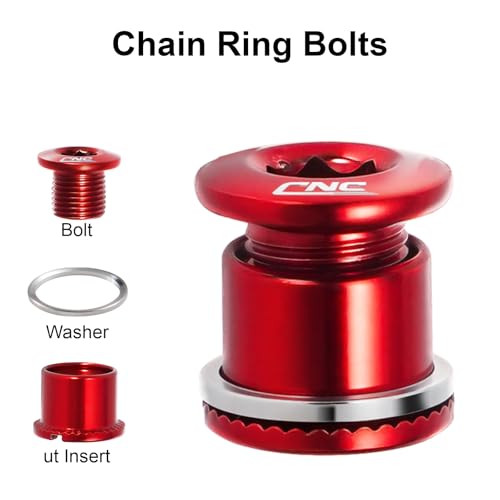 Chooee Double Chainring Bolts,M8 Steel Chain Ring Bolts Set Red - Image 4