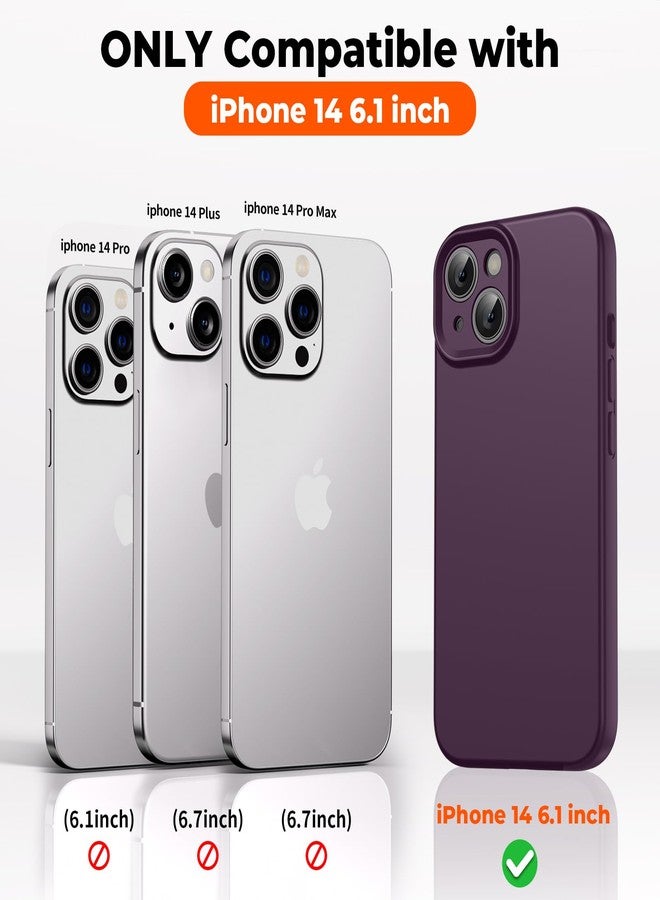 استلق جراب SUPFINE مصمم خصيصًا لهاتف iPhone 14، مصنوع من السيليكون السائل الفاخر مع بطانة ناعمة من الألياف الدقيقة المقاومة للخدش، يوفر حماية محسّنة للكاميرا، جراب نحيف مقاوم للصدمات مناسب للرجال والنساء والفتيات، لون بنفسجي داكن - Image 2