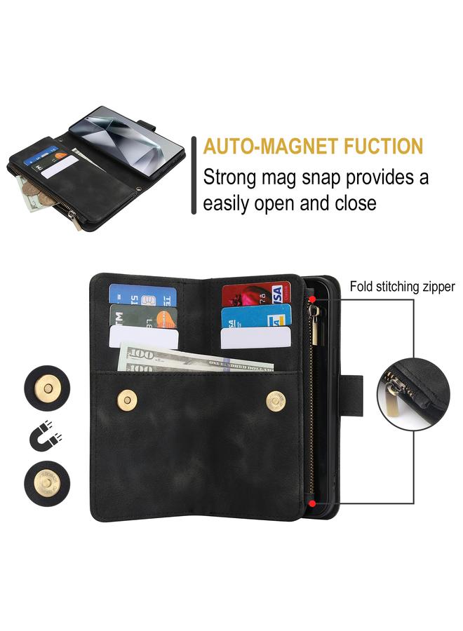 اس-توب جراب لهاتف Samsung Galaxy S24 Ultra Dream مزود بـ 9 بطاقات وسحاب وحافظة جلدية مزودة بتقنية RFID مع حبل تعليق - Image 4