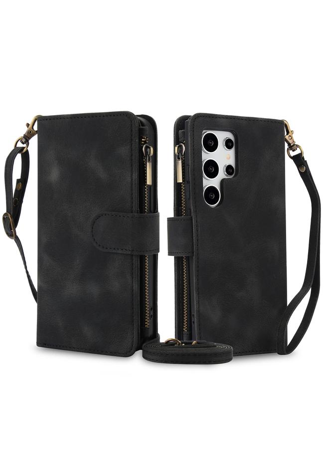 اس-توب جراب لهاتف Samsung Galaxy S24 Ultra Dream مزود بـ 9 بطاقات وسحاب وحافظة جلدية مزودة بتقنية RFID مع حبل تعليق - Image 1