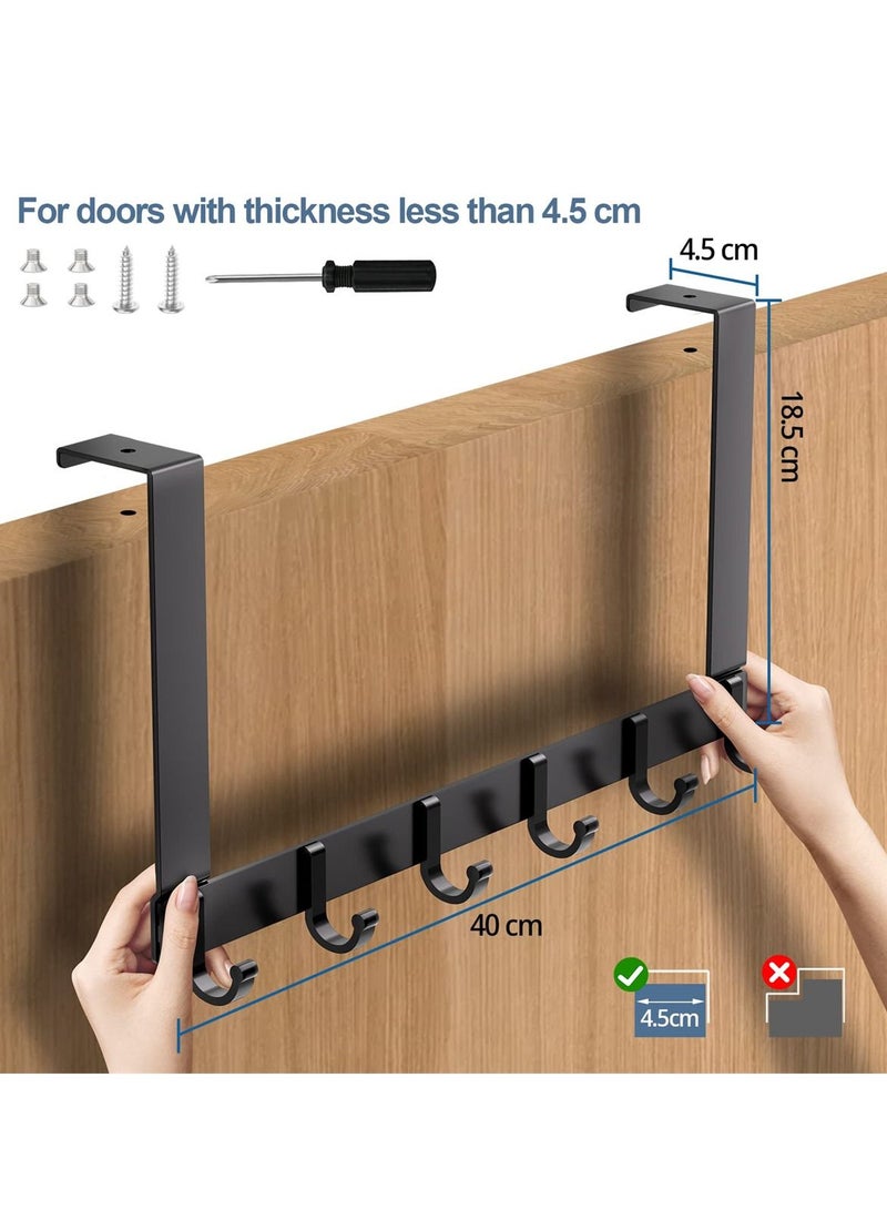 Door Hooks, Over Door Hanger with 6 Hooks, 44CM Aluminum Door Coat Hanger for Clothes, Towels, Bags, Keys  - Image 5