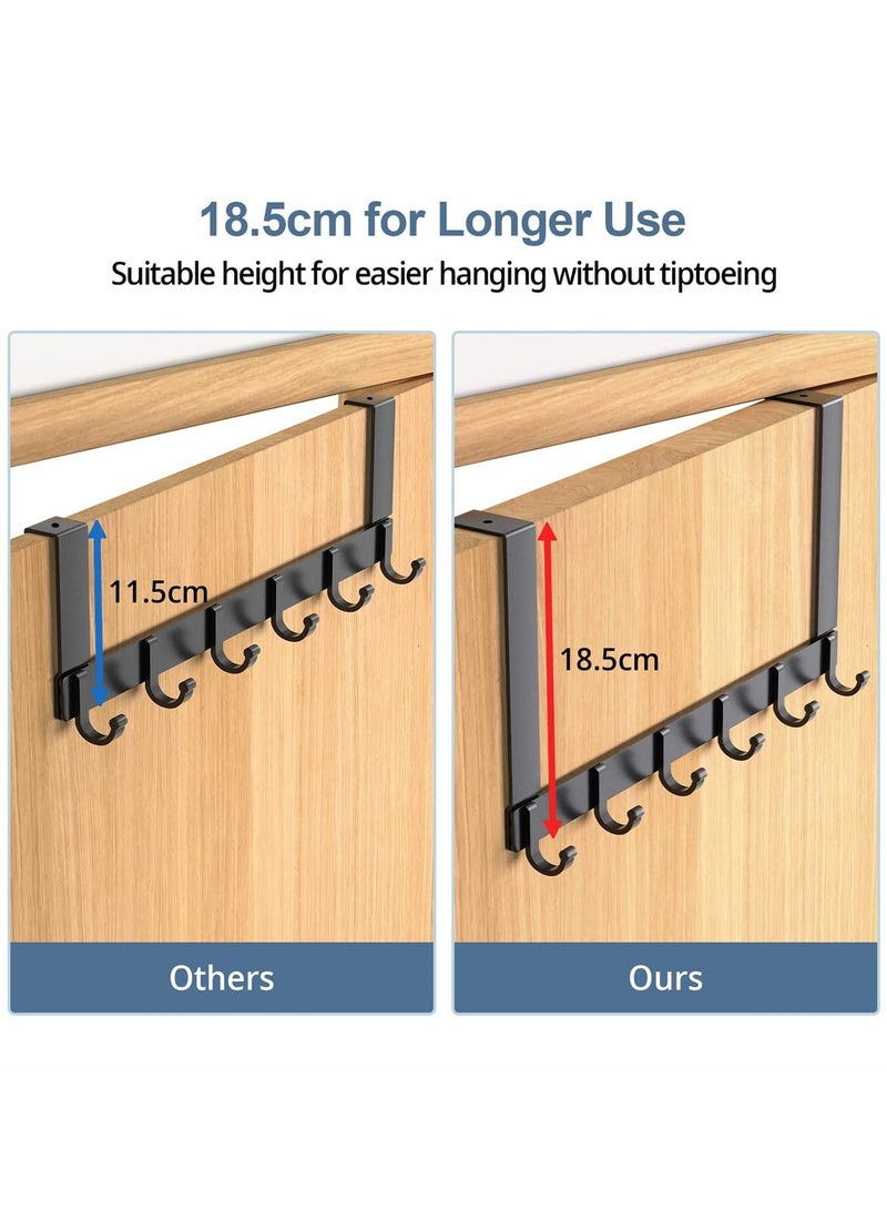 Door Hooks, Over Door Hanger with 6 Hooks, 44CM Aluminum Door Coat Hanger for Clothes, Towels, Bags, Keys  - Image 4