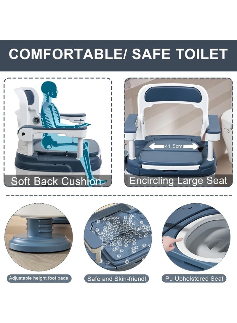 DubaiGallery Toilet Stool Adjustable Commode Toilet Chair,Mobile Portable Adult Toilets,Bedside Commode Seat with Handles,Sturdy Support-Slip Resistant,Bedside Toilet Chair Potty Chair,Ideal for Elderly - Image 4