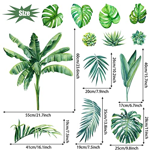 MEFOSS Watercolor Green Palm Tree Leaves Wall Decals DIY Botanical Tropical Plants Wall Stickers Removable Peel and Stick Monstera Leaf Art Decor for Livingroom Bedroom Office - Image 4