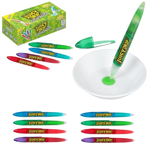 Juicy Drop Sour Candy Gel Pen 12 Ct Sour Candy Gel Pens in Assorted Fruity Flavors Full Size Fun Variety Pack For Party Favors Birthday Parties Goodie Bags Gifts for Kids - Image 1