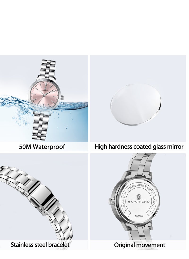 SAPPHERO Watches for Women Luxury Stainless Steel Ladies Watches Women's Bracelet Watch Small Analog 5ATM Waterproof Wrist Watch Elegant Gifts for Women - Image 4