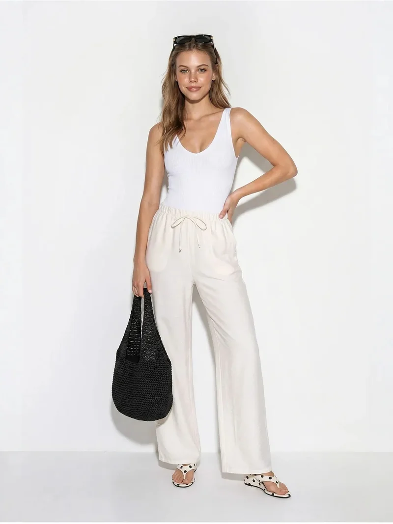 Bianco Lucci LUCCI Women’s Wide-Leg Crepe Trousers