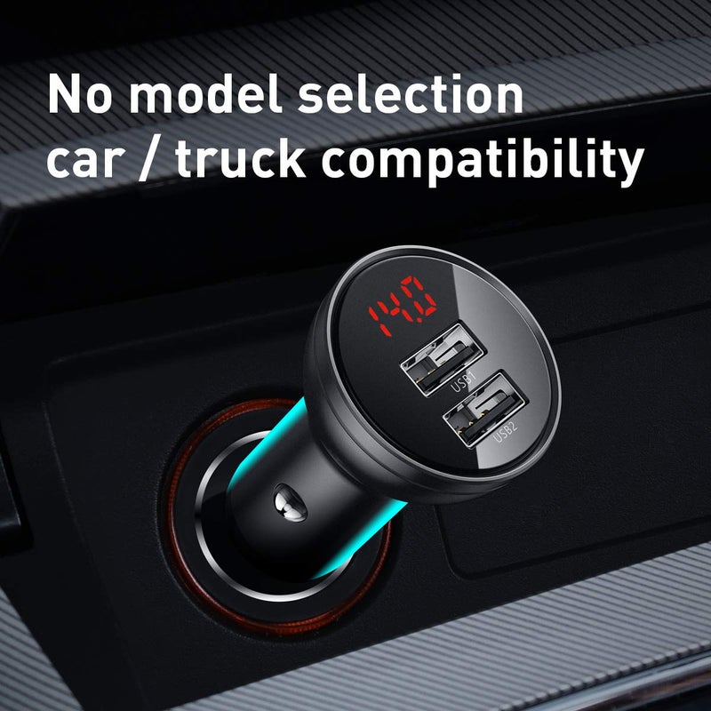 Baseus Car Charger with Cigarette Lighter Extension Slot (Combo 24W Dual USB + 3in1 Cable) - Image 3