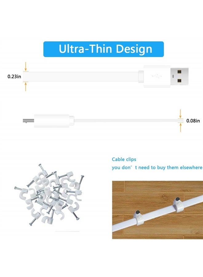 2-Pack 10FT USB Power Extension Cable for Wyze Cam,WyzeCam Pan,YI Home Camera,Nest-Cam Indoor,Oculus Go,Netvue,KasaCam,Furbo Dog,Blink,Flat USB to Micro USB Charging Charger Cord for Wyze-Cam v3 v2