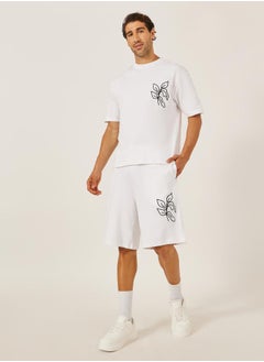 Styli Embroidered Oversized T-Shirt and Shorts Co-Ords  - Image 1