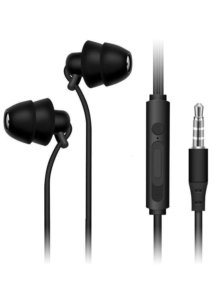 Lenyes Wired In-Ear Soft Silicone Earphones With Mic Black - Image 1