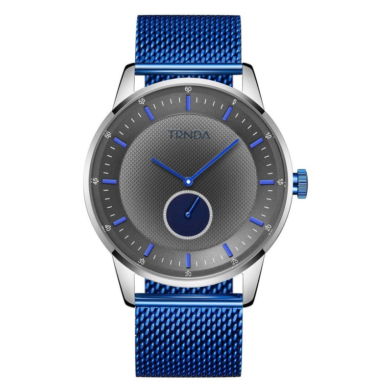 TRNDA TIMEPIECE: STYLISH STAINLESS STEEL MESH MEN'S WATCH - ELEGANT SILVER DIAL 43MM - Image 1