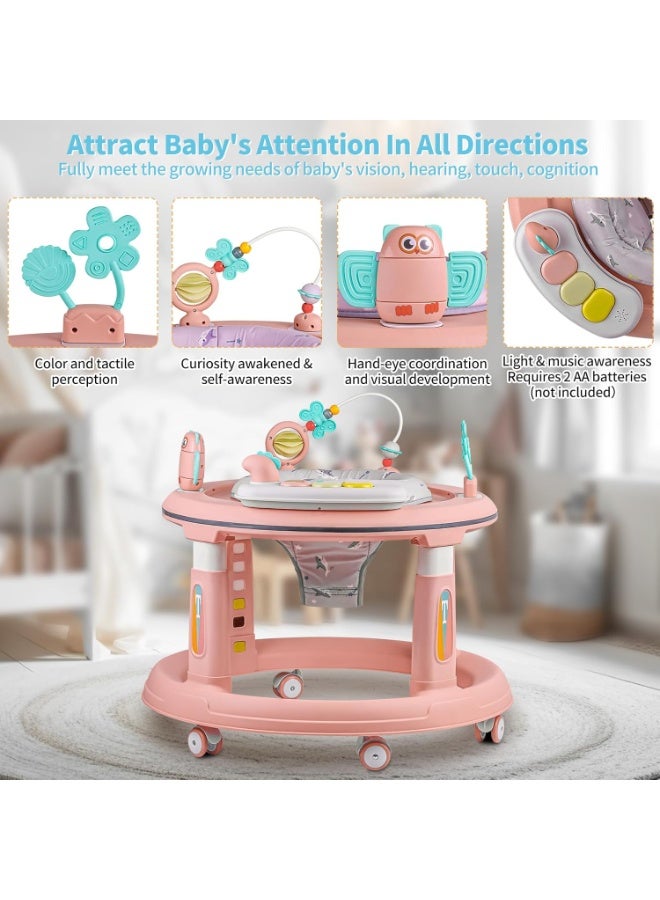 CoddleBaby Baby Walker with Activity Center - 5 in 1 Foldable Baby Walking Assistant with 360° Rotating Seat, Adjustable Height, Silent Wheels, Interactive Toy Table for Infants Toddlers - Image 4