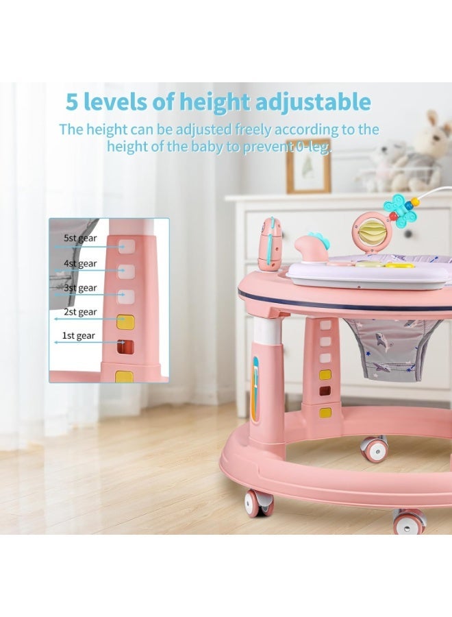 CoddleBaby Baby Walker with Activity Center - 5 in 1 Foldable Baby Walking Assistant with 360° Rotating Seat, Adjustable Height, Silent Wheels, Interactive Toy Table for Infants Toddlers - Image 2