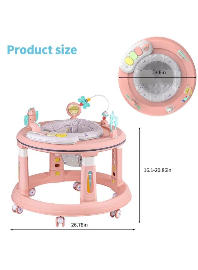 CoddleBaby Baby Walker with Activity Center - 5 in 1 Foldable Baby Walking Assistant with 360° Rotating Seat, Adjustable Height, Silent Wheels, Interactive Toy Table for Infants Toddlers - Image 5