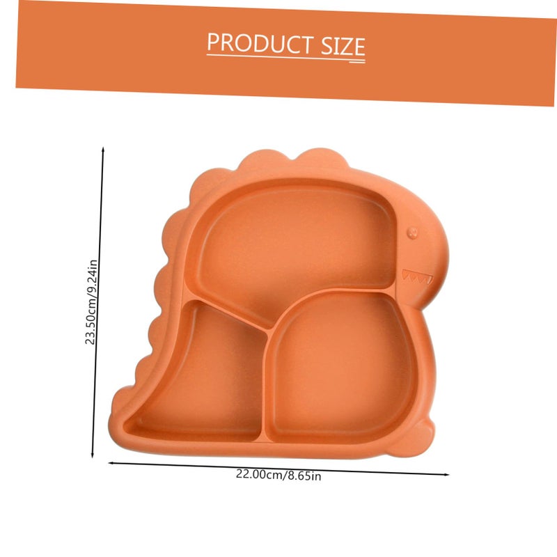 Orange Dinosaur Divided Plate with Bowl Fork Spoon Utensils for Kids - Image 3