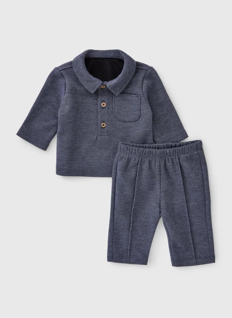 Matalan Baby Boys Blue Smart Collar Top & Trouser Set