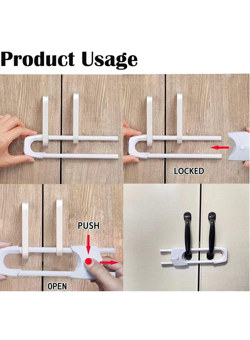 RATSAW 4Pcs Cupboard Locks Child Proof Locks U Shaped for Kitchen Bathroom Storage Doors Knobs and Handles No Tools No Drilling  - Image 5