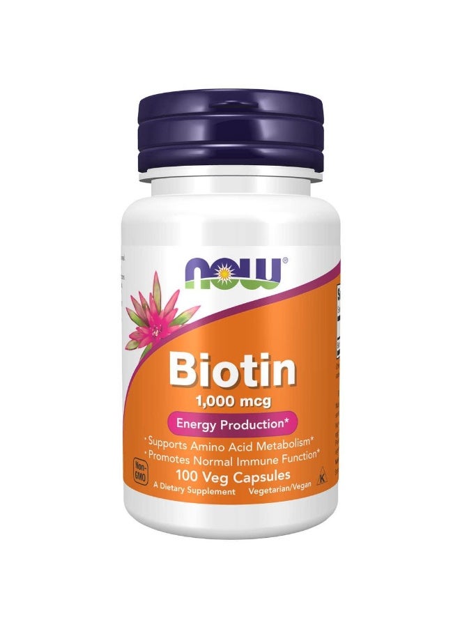 now Biotin 1000 mcg- Diatery Supplement - 100 Capsules - Image 2