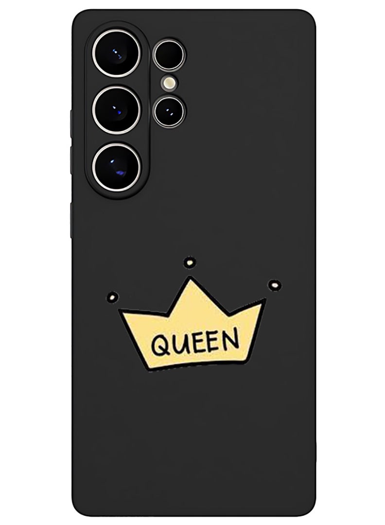 Theodor Protective Slim Fit Case Liquid Silicone Cover with Full Body Protection Anti-Scratch Shockproof Case For Samsung Galaxy S25 Ultra (Black) - Queen crown  - Image 1