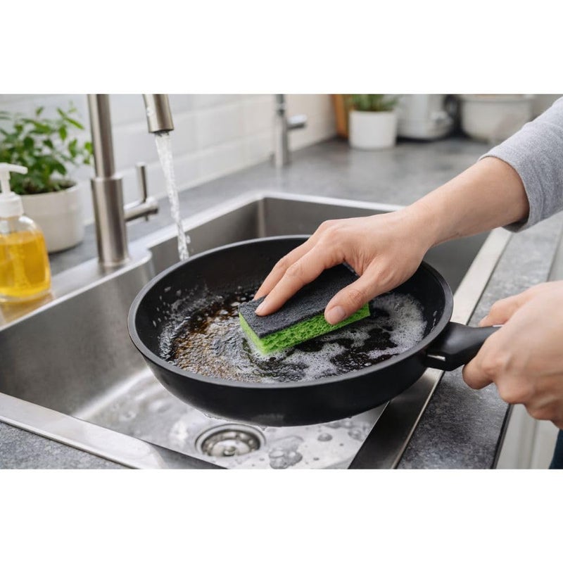 Wood Pulp Cotton Scouring Pad – Heavy-Duty Kitchen Cleaning Sponge with Abrasive Scrub Layer – Multi Color Pack - Image 2