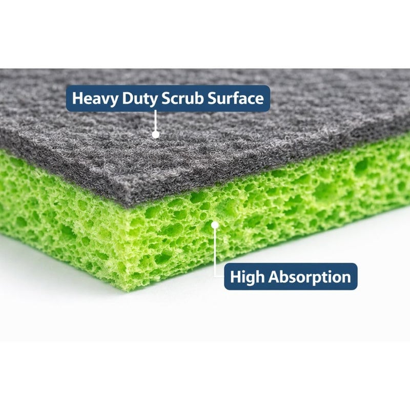 Wood Pulp Cotton Scouring Pad – Heavy-Duty Kitchen Cleaning Sponge with Abrasive Scrub Layer – Multi Color Pack - Image 3