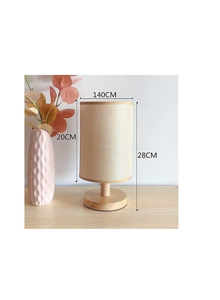 DUNISO مصباح طاولة جانبية، مصباح غرفة نوم من القماش مع ظل دائري، مصدر ضوء LED، مصباح مكتب من الجوت مع USB، مناسب لغرفة المعيشة والدراسة وغرفة النوم. - Image 2