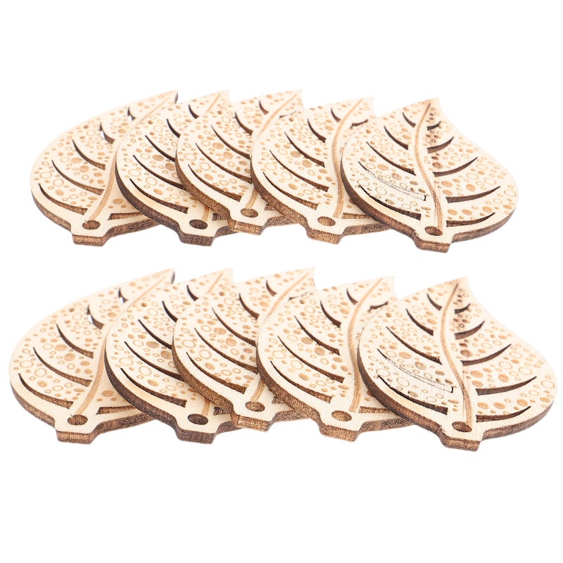 20 Pcs Leaves Cutouts Unfinished Wood Cutouts DIY Hollow Leaves Wood Slices Wood Cutouts - Image 5