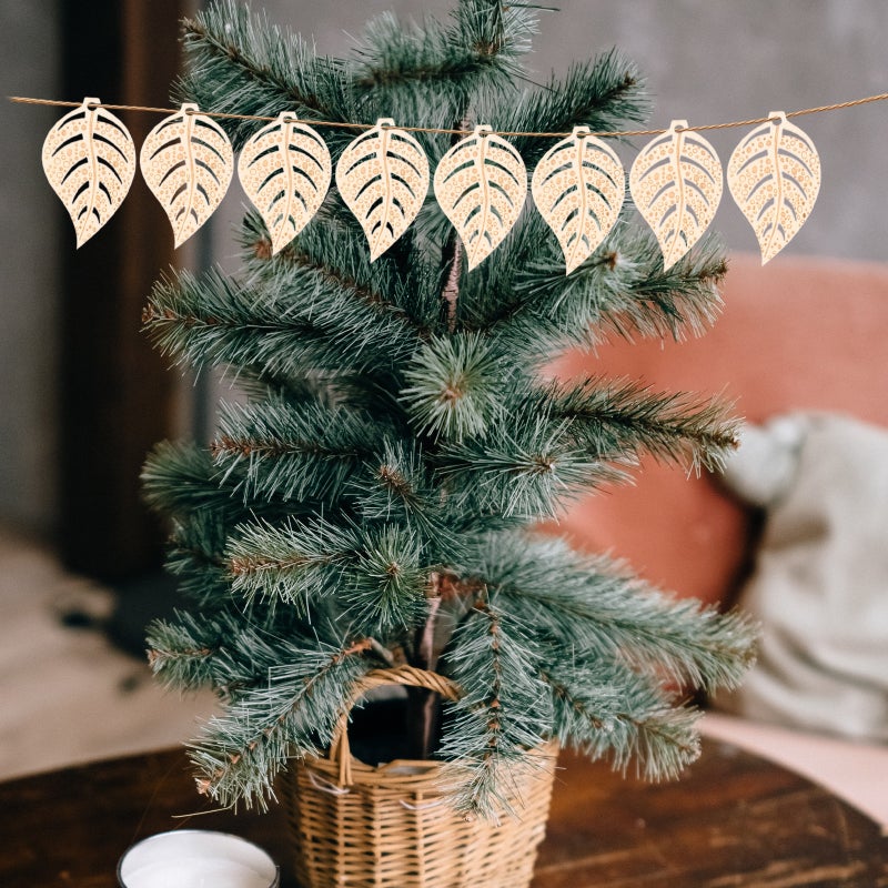 20 Pcs Leaves Cutouts Unfinished Wood Cutouts DIY Hollow Leaves Wood Slices Wood Cutouts - Image 3