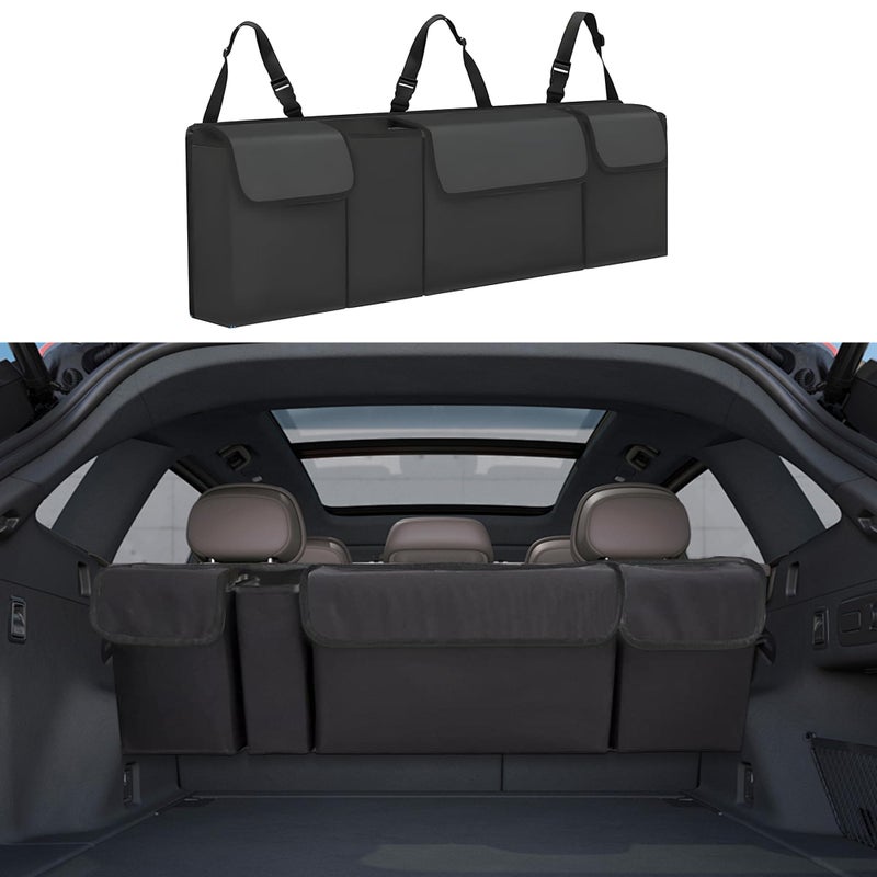 Tioollev Car Trunk Organizer, Backseat Hanging Large Storage with Adjustable Straps,Waterproof PVC Collapsible Cargo Bag, Car Interior Accessories for Auto SUV MPV (Black) - Image 1