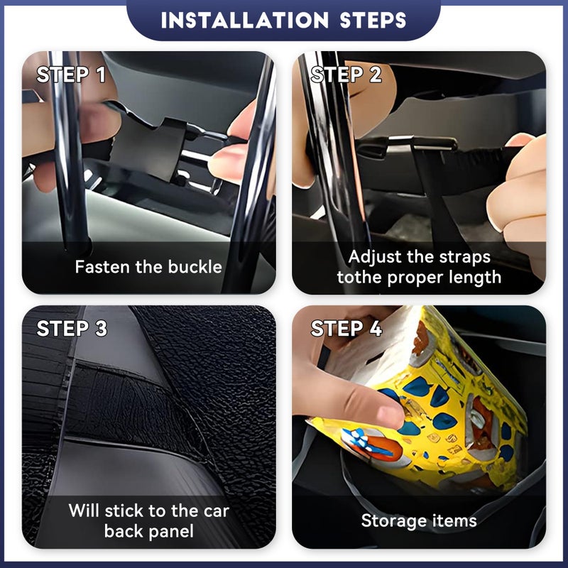 Tioollev Car Trunk Organizer, Backseat Hanging Large Storage with Adjustable Straps,Waterproof PVC Collapsible Cargo Bag, Car Interior Accessories for Auto SUV MPV (Black) - Image 5