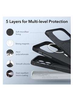 ESR ESR for iPhone 15 Pro Max Case with MagSafe, Supports Magnetic Charging, Slim Liquid Silicone Case, Shock Absorbing, Screen and Camera Protection, Cloud Series, Black  - Image 5