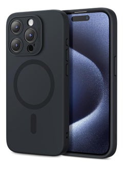 ESR ESR for iPhone 15 Pro Max Case with MagSafe, Supports Magnetic Charging, Slim Liquid Silicone Case, Shock Absorbing, Screen and Camera Protection, Cloud Series, Black  - Image 1