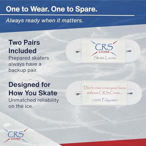 CRS Cross Figure Skate Laces 2 Pair White Polyester Stay Tight Skate Lace for Ice Skating Figure and Roller Skates 100 Inch - Image 3