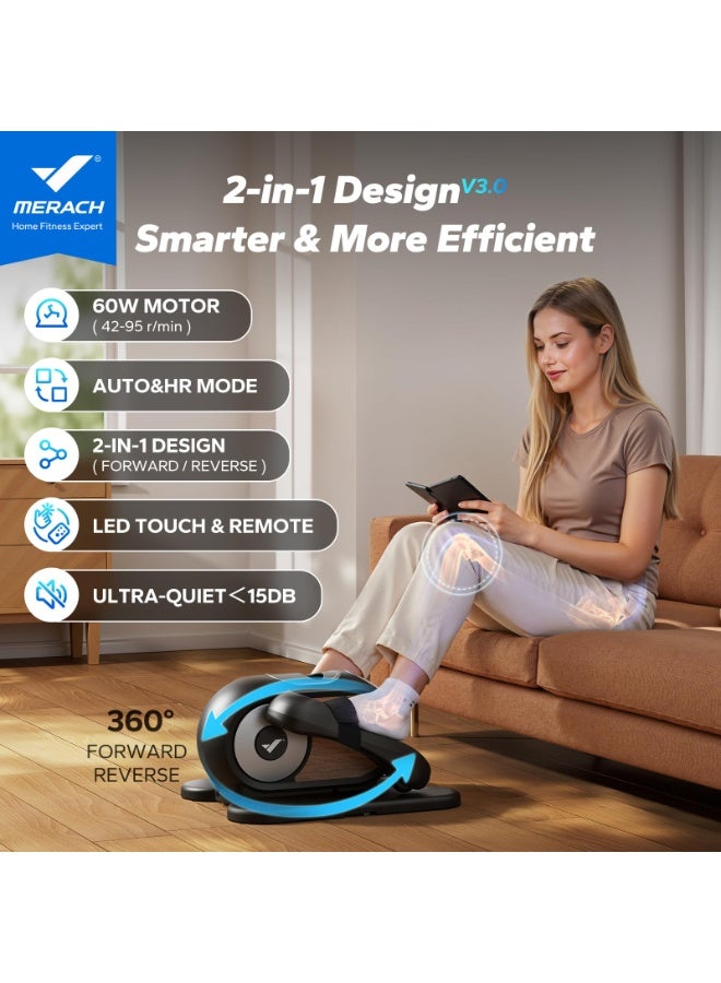 MERACH Under Desk Elliptical Machine, Ellipse Leg Exerciser for Seniors with Remote Control & 12-Speeds, Quiet Portable Electric Seated Pedal Exerciser Machine for Home Office - Image 2