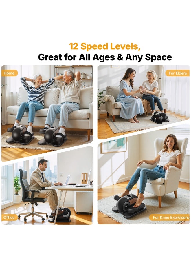 MERACH Under Desk Elliptical Machine, Ellipse Leg Exerciser for Seniors with Remote Control & 12-Speeds, Quiet Portable Electric Seated Pedal Exerciser Machine for Home Office - Image 2
